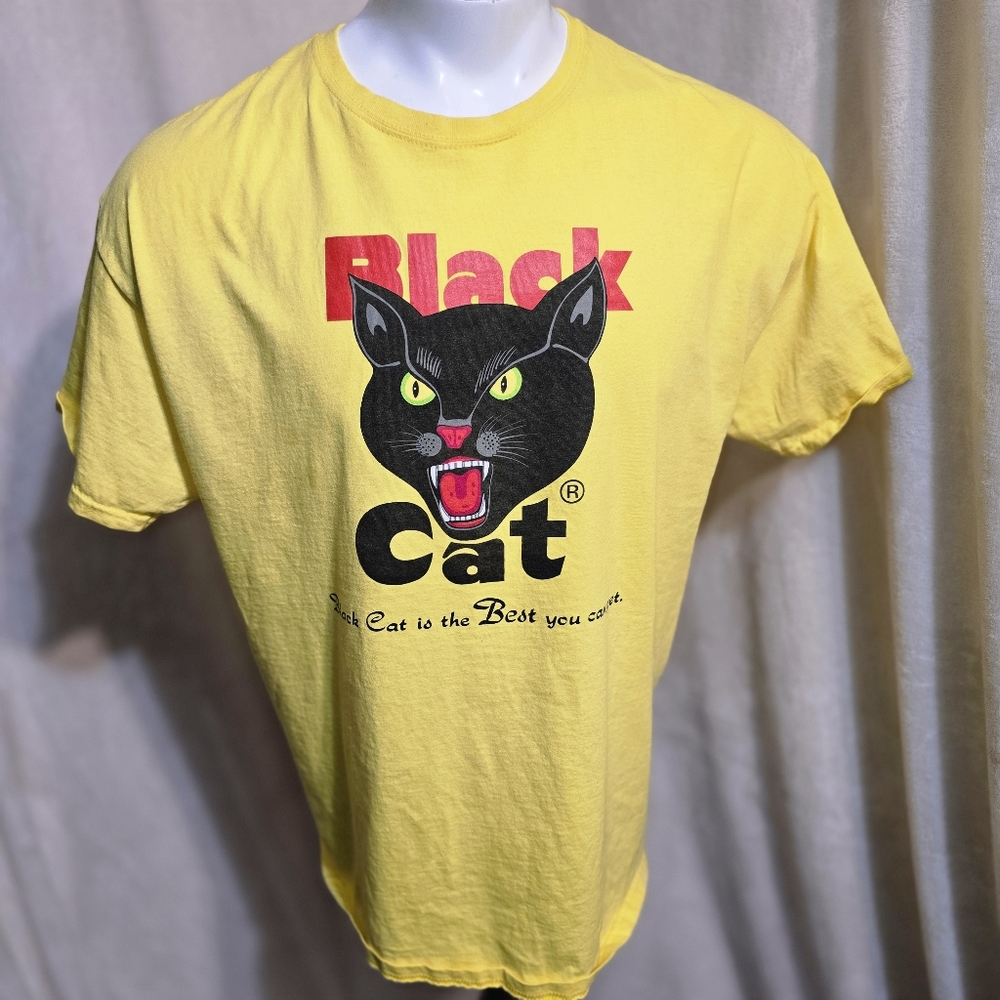 Hanes Yellow Black Cat Graphic Tee